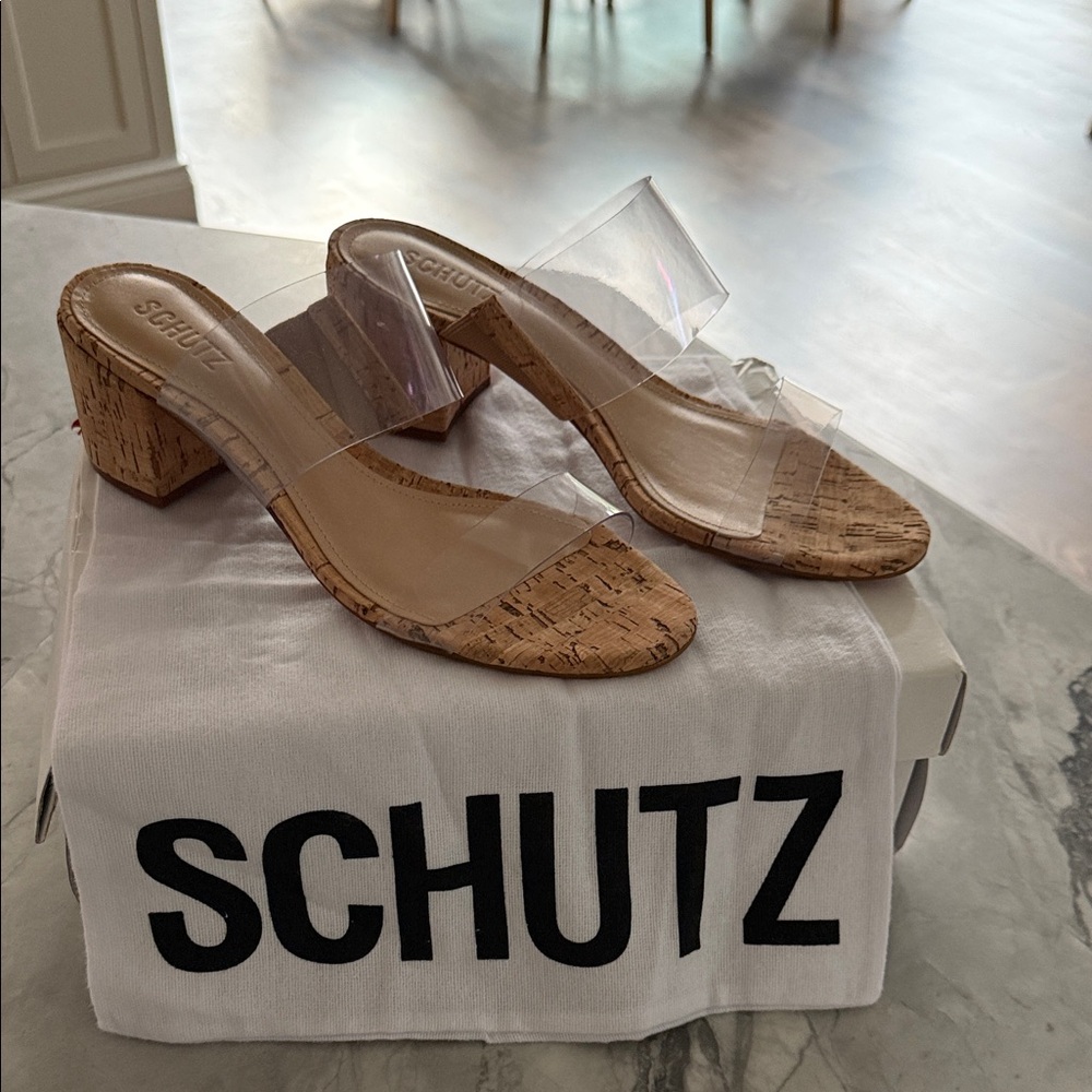 SCHUTZ Cork and Clear Heels